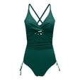 thumbnail image 6 of Sngxgn Women Ruffle Swimsuits Ruched Tummy Control Bathing Suits(Green,XL), 6 of 6