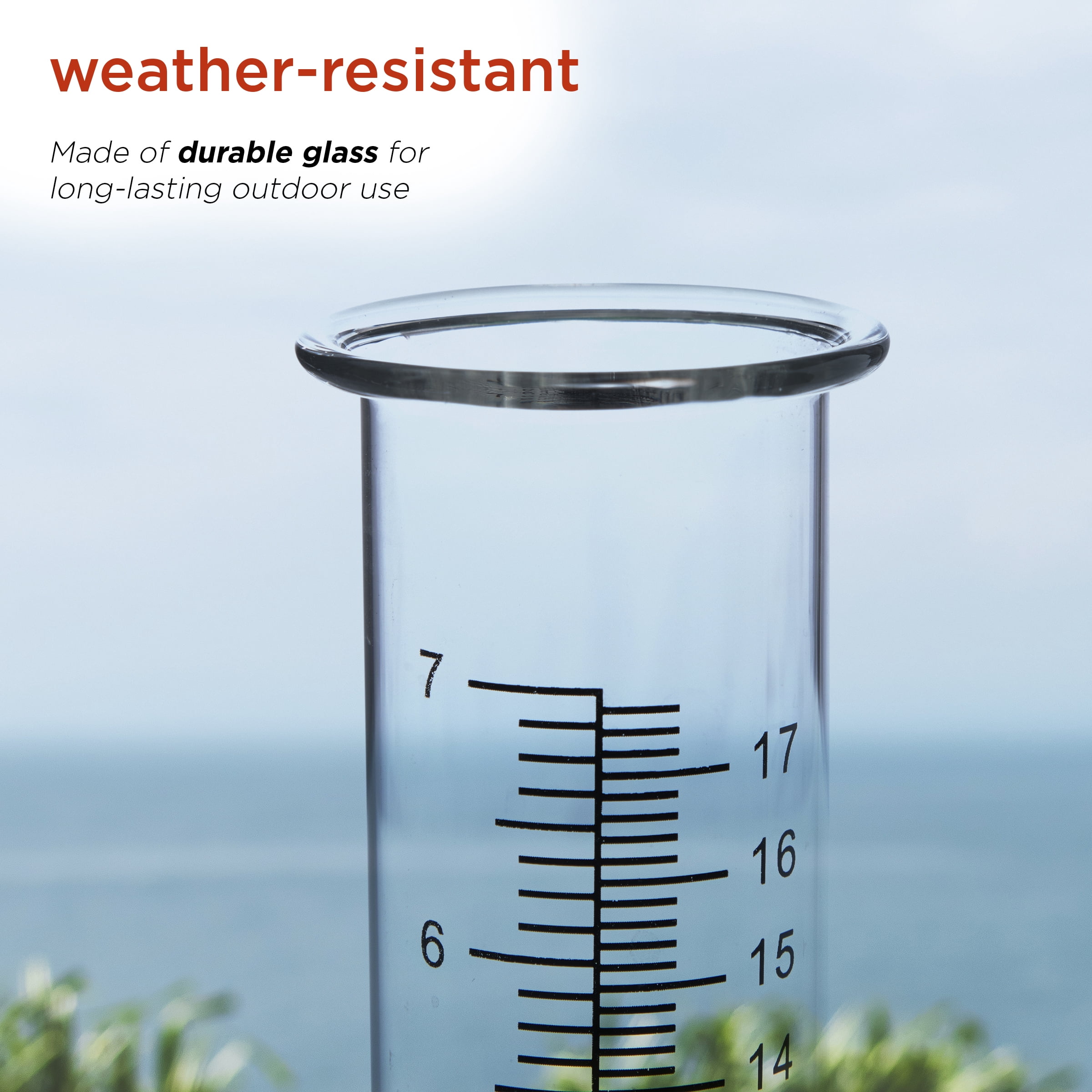 Alpine Corporation 2" x 8" Replacement Glass Rain Gauge Tube, Tracks Rainfall up to 7"