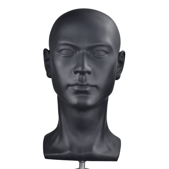 MIAOMANZI Cabeza de maniquí de PVC, maniquí masculino negro, soporte para maniquí, modelo de exhibición, sombrero, bufanda, pelucas, gafas de pelo, sombrero, herramienta de peinado de belleza (negro m
