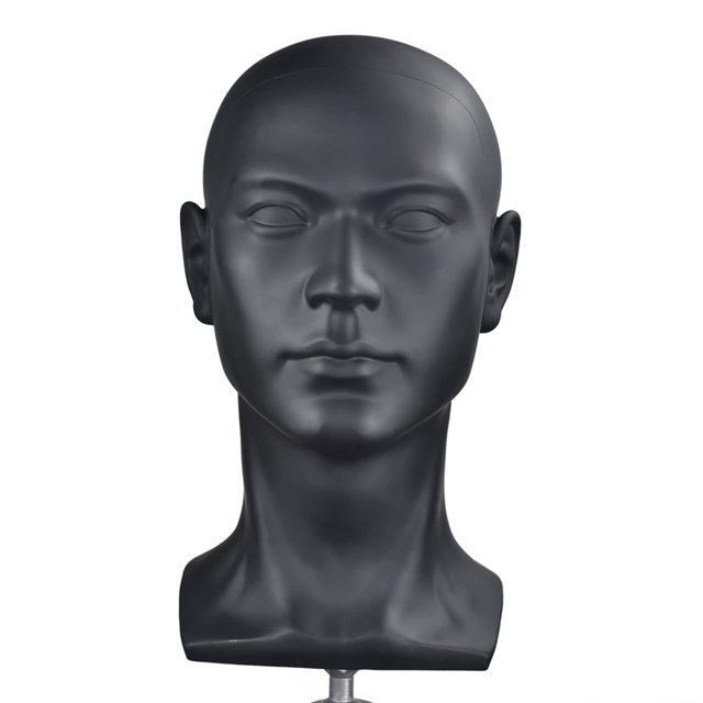 MIAOMANZI Cabeza de maniquí de PVC, maniquí masculino negro, soporte para maniquí, modelo de exhibición, sombrero, bufanda, pelucas, gafas de pelo, sombrero, herramienta de peinado de belleza (negro m