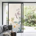 thumbnail image 2 of Non-Adhesive Static Cling Window Tint, Watercolor Flowers Beige Window Privacy Film Frosted, Spring Summer Retro Botanical Insulated Windows Frosted Films for Living room, 35.4 x 78.7 Inches, 2 of 9