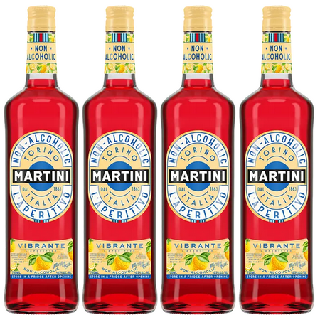 Martini & Rossi Vibrante Non-Alcoholic Aperitivo Alcohol Free Drink Orange Aperitif Made in Italy | 4 PACK