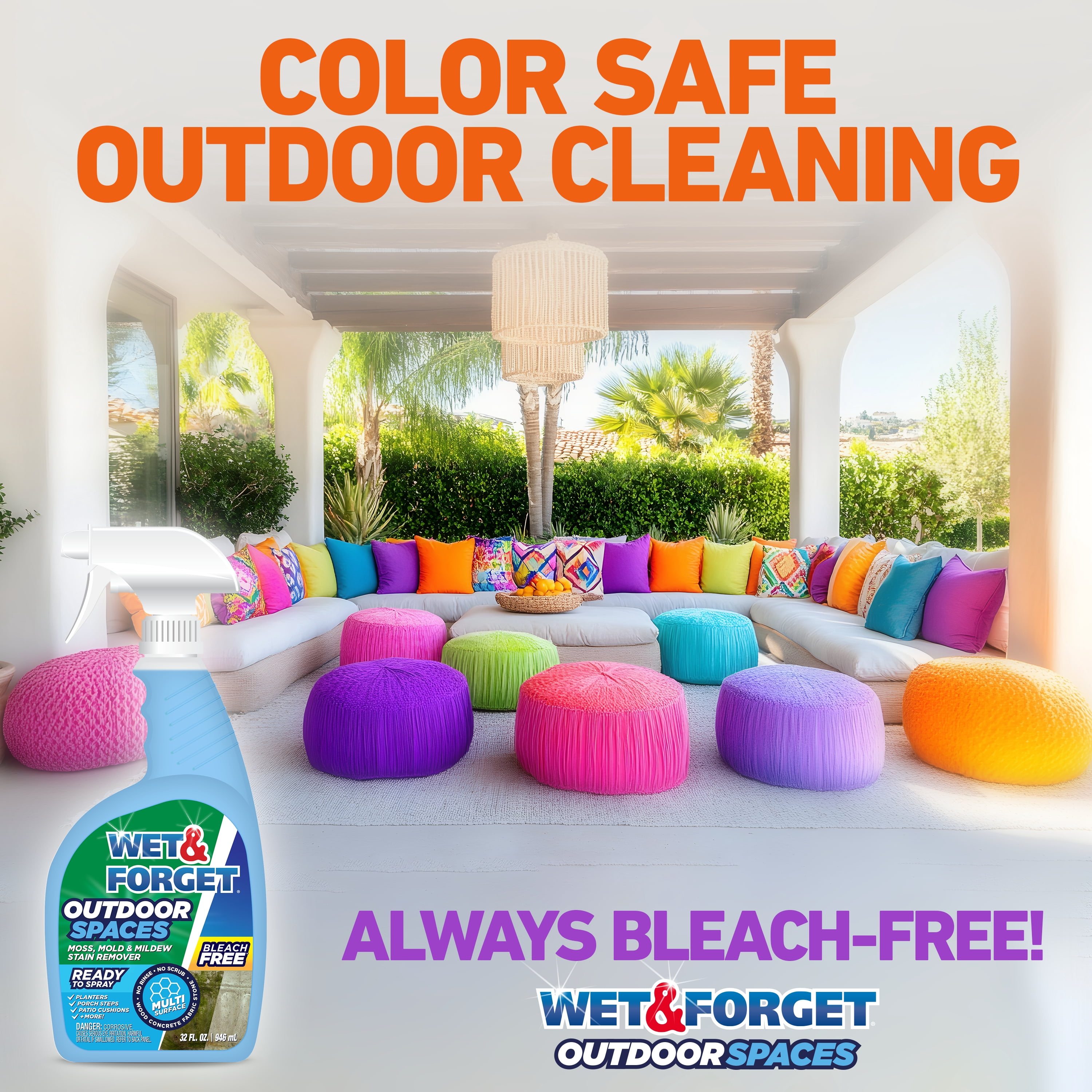 Wet & Forget Outdoor Spaces Moss, Mold, Mildew, and Algae Stain Remover Spray, 32 oz