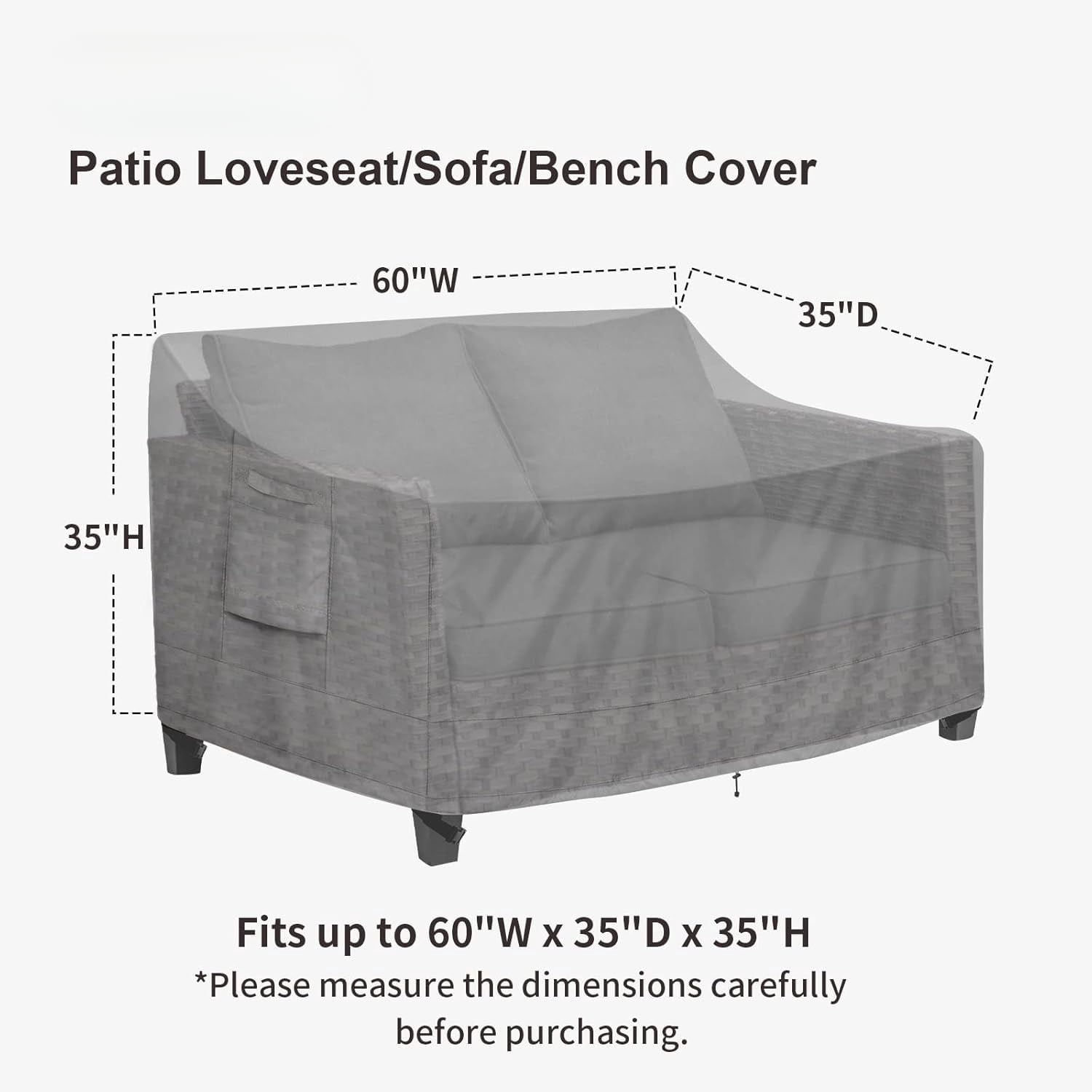 85"W x 35"D x 35"H 3-Seater Outdoor Couch Cover Waterproof Patio Sofa Furniture Cover with Air Vent and Handles