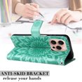 thumbnail image 6 of Wallet Case Designed for iPhone 11 Pro, Slim Sunflower Embossed Magnetic Closure Card Holder Slots PU Leather Flip Stand function Cover with Wrist Strap for iPhone 11 Pro,Green, 6 of 8
