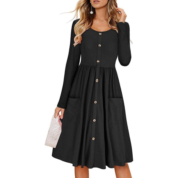 long sleeve button down midi dress