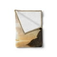 thumbnail image 2 of Beach Pathway Soft Flannel Fleece Blanket, Espanyol Beach in Ibiza at Sunrise Balearic Islands Spain Seascape, Cozy Plush for Indoor and Outdoor Use, 50" x 70", Brown Tan and Yellow, by Ambesonne, 2 of 5