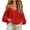 Red, variant on Cold Shoulder Tops for Women Trendy Strappy Long Sleeve Baggy Loose Cotton Linen Travel Casual Blouses (XL, Brown)