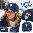 thumbnail image 3 of WULMLEO Unisex Vintage Christmas Baseball Hats Santa Pattern Embroidery Multi Sun Hats Navy One Size, 3 of 6