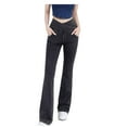 thumbnail image 2 of Women's Leggings Fashion Casual Women Printed Gradient Span Ladies High Waist Wide Leg Trousers Yoga Pants Long Pants Workout Pants Women Dark Gray M, 2 of 3