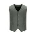 thumbnail image 3 of BiZtdJrK Men's Vests Dress Casual Faux Suede Long Sleeve Button Down Suit Vest Slim Fit Cowboy Vintage Waistcoat Gray XL, 3 of 6