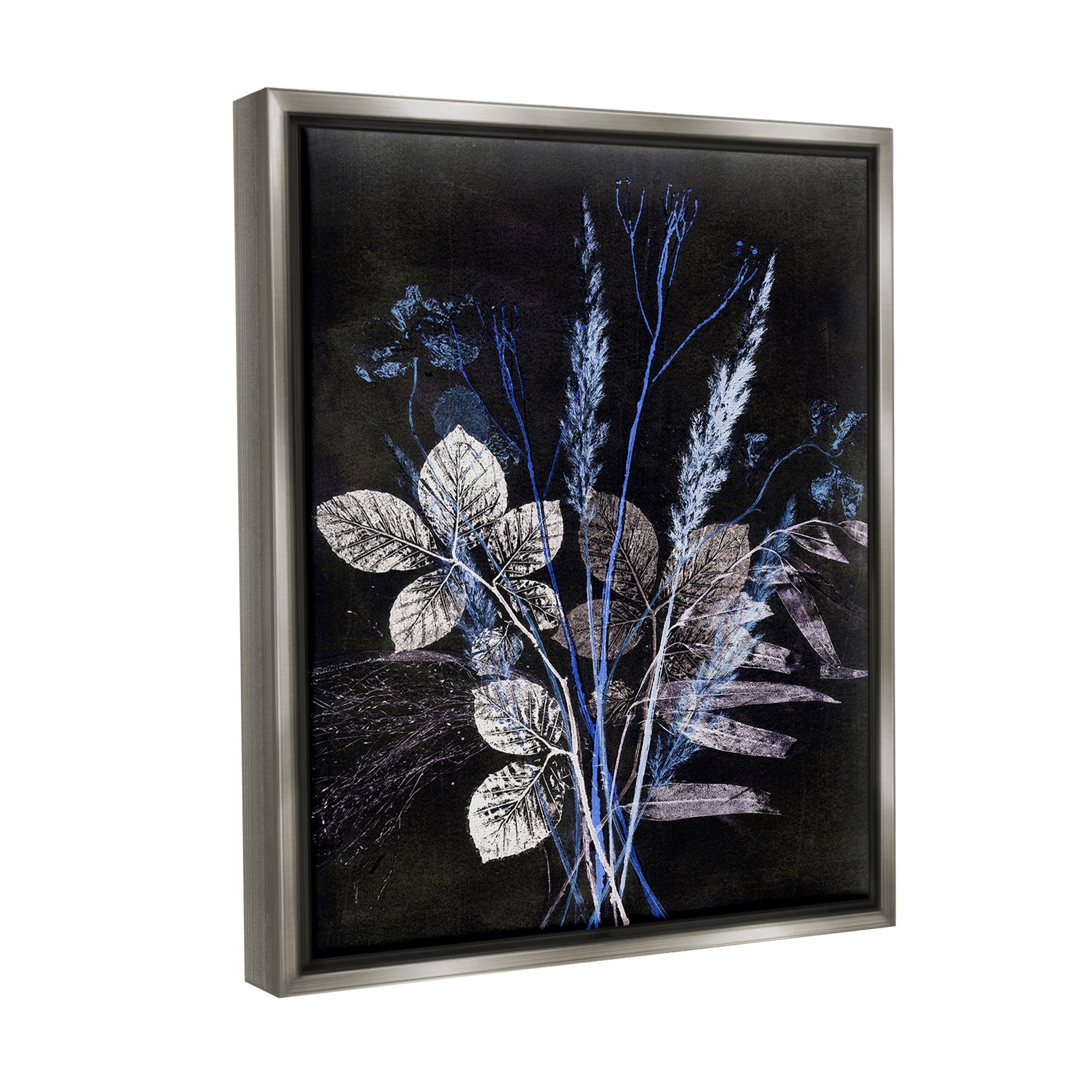Stupell Industries Forest Botanical Impressions Botanical & Floral Painting Gray Floater Framed Canvas Art Print Wall Art, 25 x 31