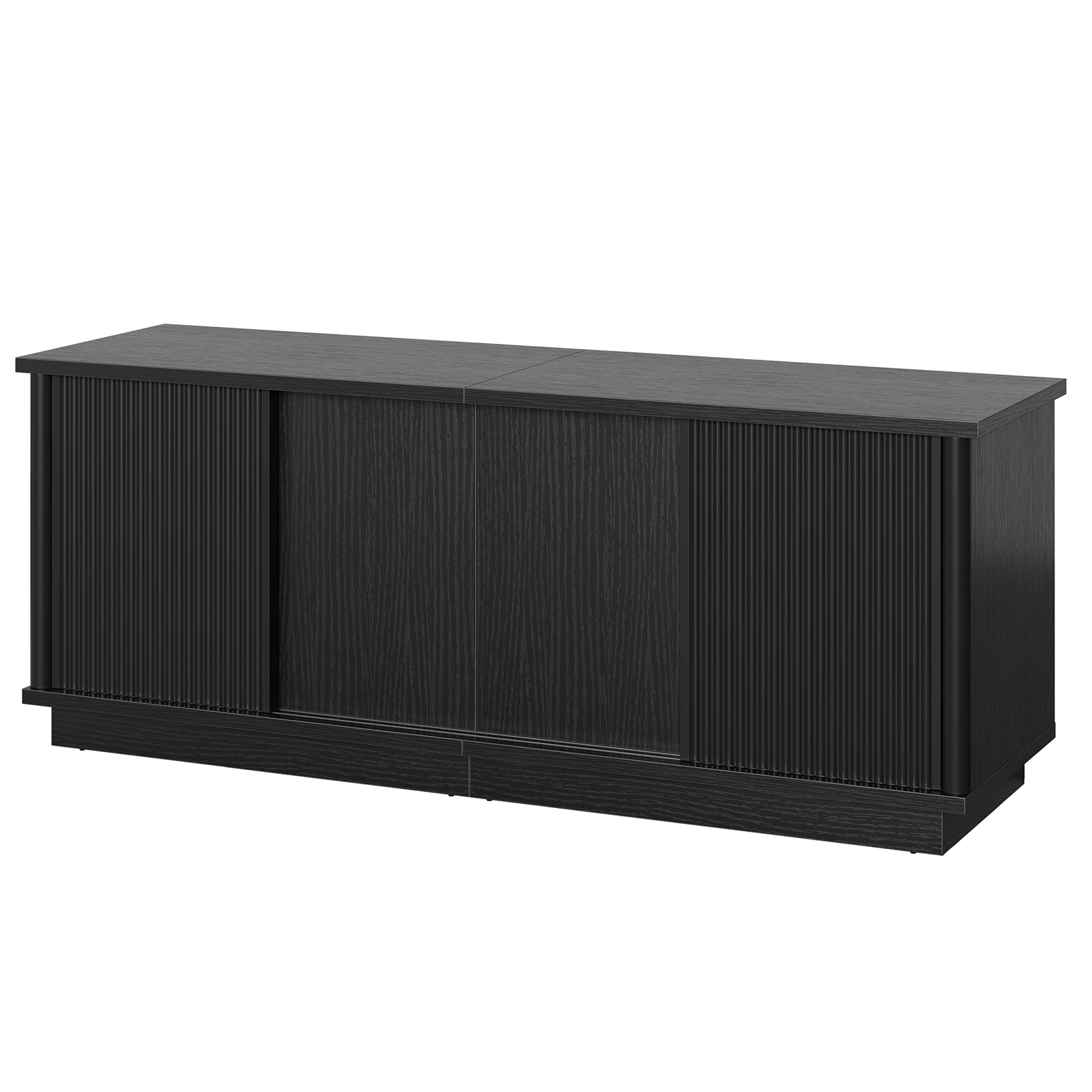 Bestier 70" TV Stand with Sliding Door, Black photo 3