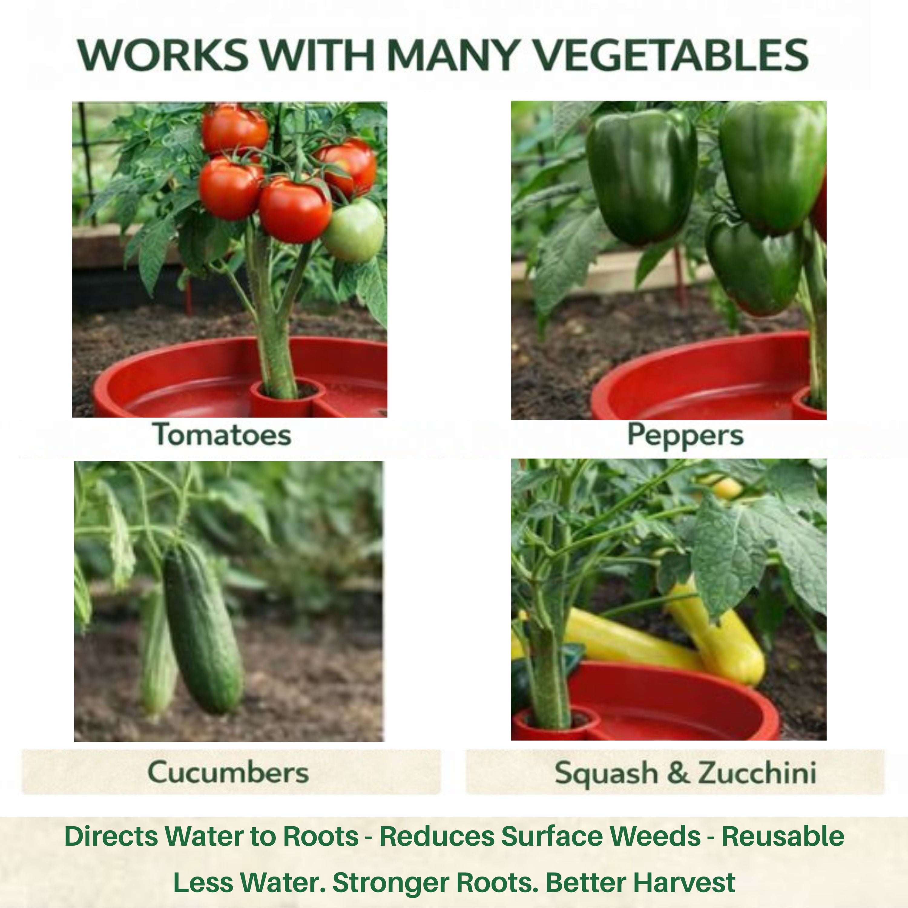 Tomato Crater® Root-Zone Watering Ring – Snap-Together Base System That Delivers Water to Roots, Naturally Reduces Weeds & Helps Vegetables Grow Stronger, 3PK