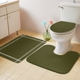 thumbnail image 4 of 3 Piece Bathroom Rug Set, Olive Green Non Slip Bath Mat with Contour Toilet Mat and Lid Cover, Solid Color Absorbent Soft Shower Mats for Bathroom, 4 of 9
