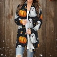 thumbnail image 2 of Kilaqueen Lightweight Cardigans for Women Trendy Open Front Halloween Cardigan Loose Long Sleeve Medium Length Coat Bat Pumpkin Graphic Fall Tunic Shirt, 2 of 7