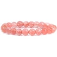 thumbnail image 1 of Smelted Cherry Quartz Gemstone 8mm Round Beads Stretch Bracelet 7" Unisex, 1 of 5