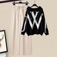 thumbnail image 1 of -Conjunto de dos piezas para mujer, suéter informal de edición coreana, pantalones de pierna ancha ajustados y adelgazantes, otoño/invierno, 2024, 1 of 4