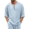 thumbnail image 4 of VgaVtl Summer Mens T Shirts Elbow-Length V-Neck Shirts for Men Breathable Lightweight Sports Plain Casual, 4 of 7