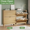 thumbnail image 5 of XgoodX Shoe Cabinet with 2 Flip Drawers, 37" Tall Narrow Fluted Shoe Storage Organizer for Entryway, Hidden Slim Wooden Shoe Rack Cabinet for Front Door Entrance, Hallway, Living Room, Natural Oak, 5 of 9