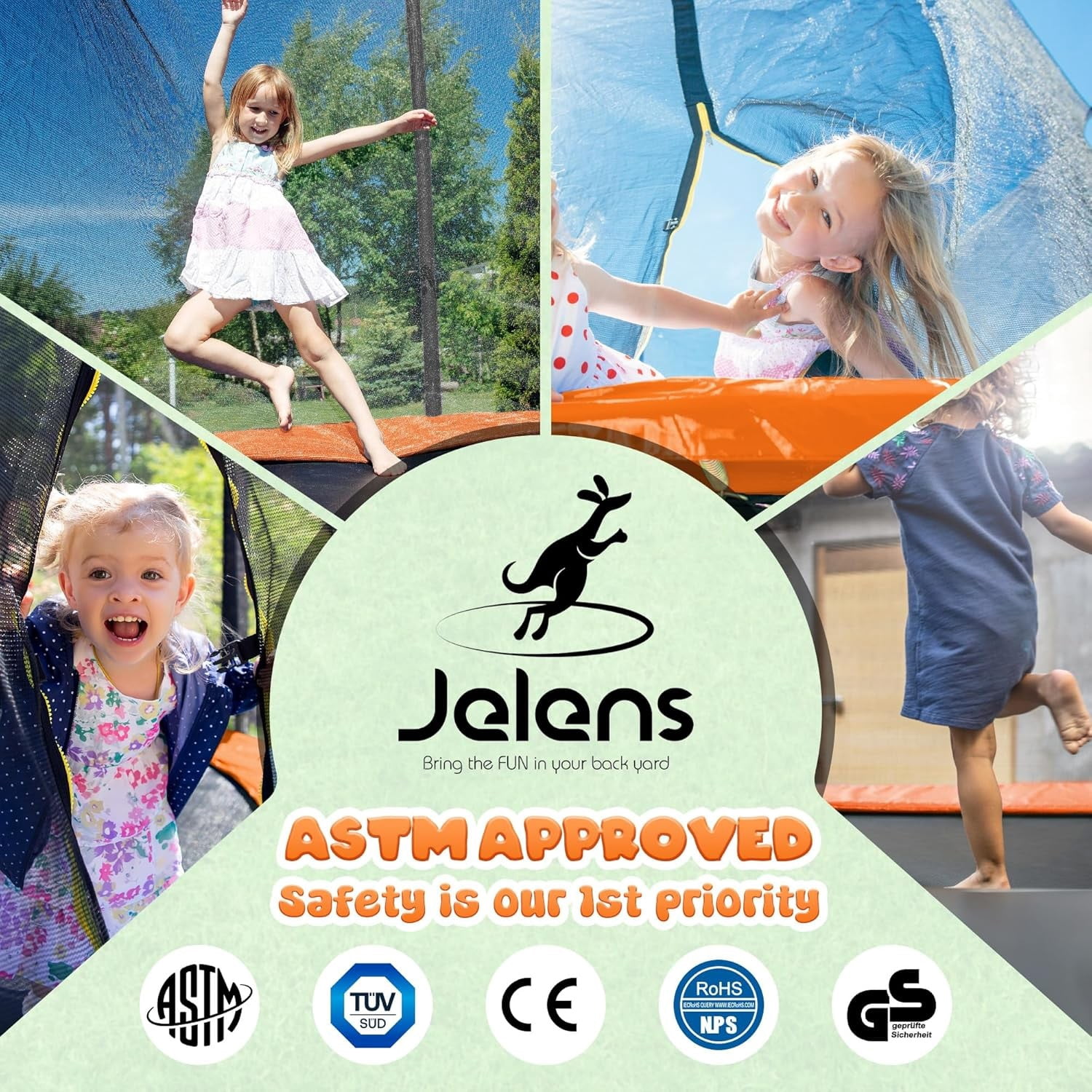 Outdoor Trampolines 8ft,Exercise Trampolines with Enclosure Net and Ladder,Recreational Anti-Rust Trampolines for Kids and Adults