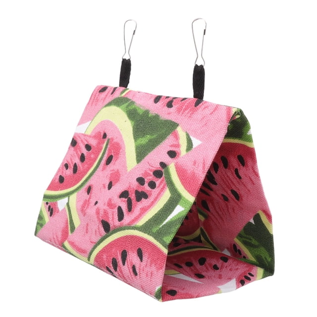Hamaca de lona para loros con estampado de sandía, suave y cómoda, nido triangular para pájaros, ideal para jugar y descansar, 17 x 11 x 15 cm (6,7 x 4,3 x 5,9 pulgadas).
