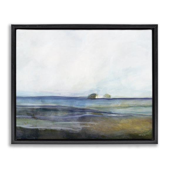 Stupell Industries Modern Abstract Beach Shore Nautical Landscape Black Floating Frame Canvas Art, 31 x 25, by Stellar Design Studio
