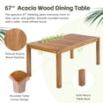 thumbnail image 2 of FFZ 7 Piece Patio Wooden Dining Table Set 67 inch Rectangular 6 Rattan Chairs, 2 of 14
