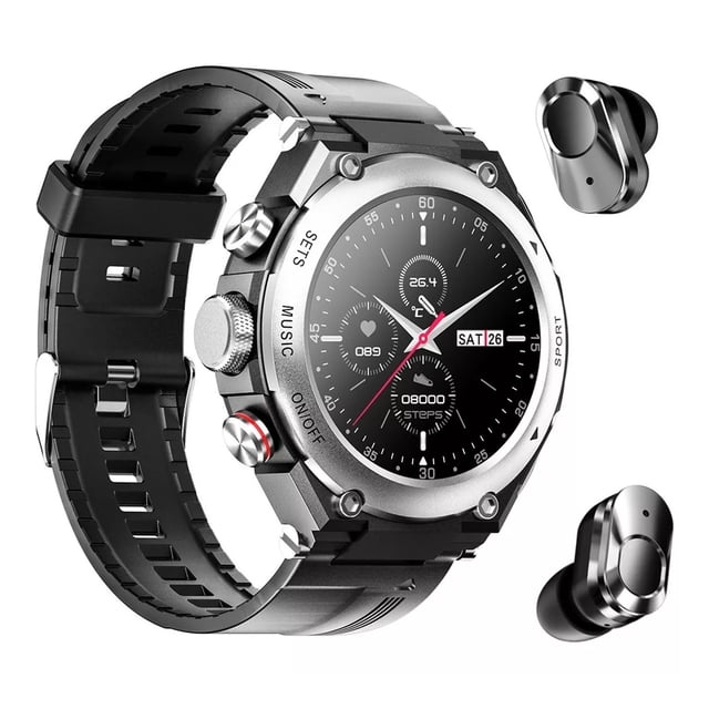 Reloj Smart Watch Fralugio T92 2 En 1 Tws Memoria 128mb Mp3 Plata Fralugio Sport