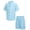 Light Blue, variant on Arshiner Boys 2 Pieces Summer Beach Outfits Short Sleeve Button Down Shirts and Shorts Vacation Texture Sets for Kids