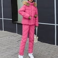 thumbnail image 5 of CQONEPT Women's Down Jumpsuit Padded Windbreaker Waterproof Snow Ski Pants Insulated Warm Winter Outdoor Puffy Pant Hot Pink XL, 5 of 5