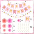 thumbnail image 6 of Birthday Party Decorations Kit for Women Girls, Pink Gold Happy Birthday Banner with Honeycomb Fans Circle Dots Garland Swirl Streamers, 6 of 7