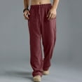 thumbnail image 2 of Honeeladyy Men's Casual Linen Pants Elastic Waist Drawstring Beach Summer Pants Lightweight Linen Trousers Dress Pants for Men, 2 of 9