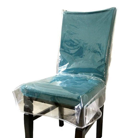 Plastic Dining Chair Covers with Backrests,Clear PVC Seat Chair Protector Waterproof Cover,Fit W/21 x D/18 Inch (2 Pack)