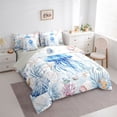 thumbnail image 2 of Erosebridal Nautical Marine Animals 7pcs Bedding Comforter Set,Cute Jellyfish Colorful Coral Queen Bedding Sets For Teens,Reversible, 2 of 7