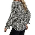 thumbnail image 5 of Weardear Womens Boho Floral Printed Blouse Dressy Tops Drawstring Casual V Neck Lantern Long Sleeve Shirts, 5 of 8