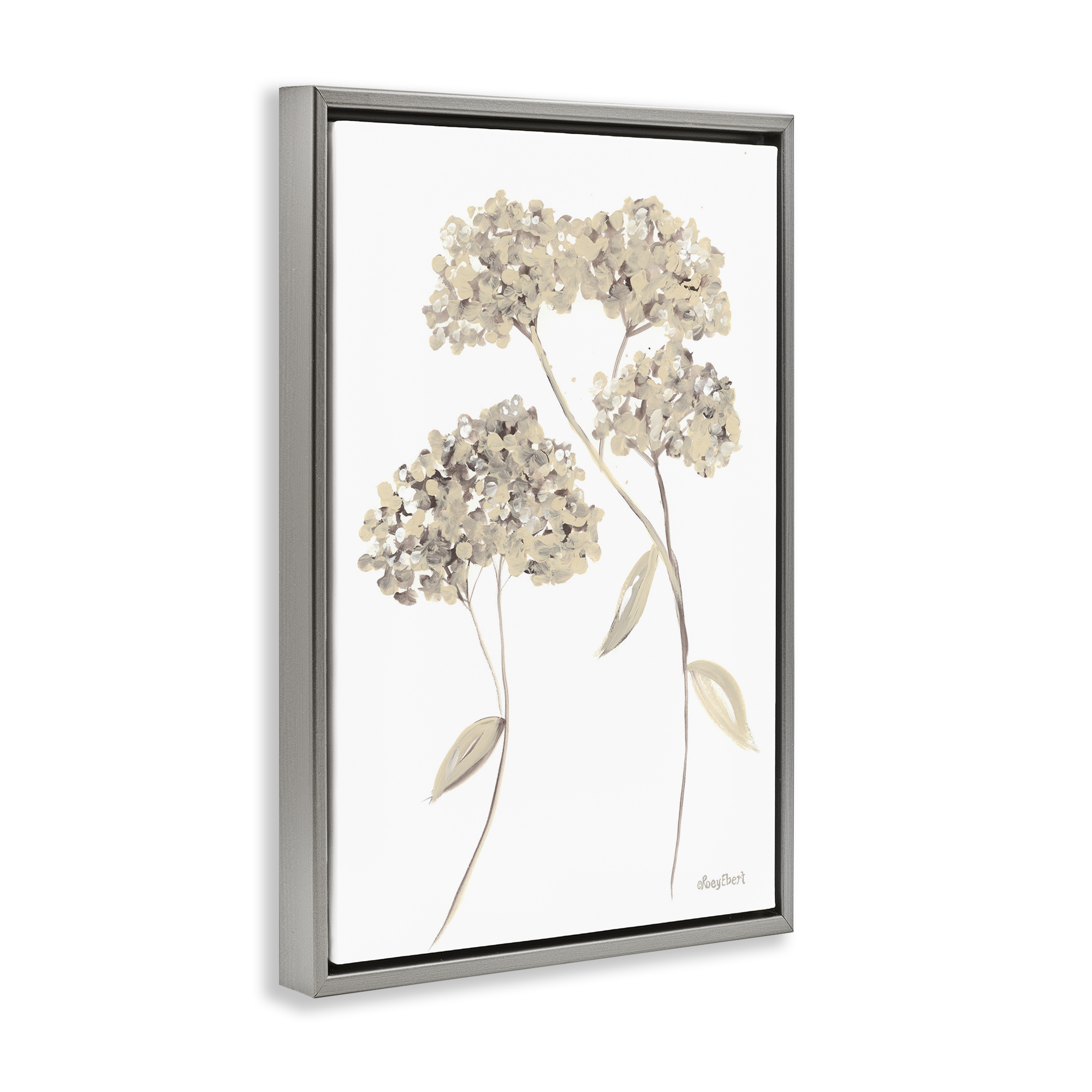 Stupell Industries Soft Geranium Florets Botanical & Floral Painting Gray Floater Framed Art Print Wall Art, 21 x 31