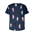 thumbnail image 5 of Summer Saving Wycnly Womens Tops Dressy Casual Plus Size Loose Fit Comfy Lightweight Fashion Keyhole Tees Shirts Summer Short Sleeve Round Neck Tops Feather Print Blouse Navy XXXL, 5 of 6