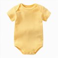 thumbnail image 2 of HCNTES Baby Boys Bodysuits Soft Cotton Solid Color Short Sleeve Onesie Infant Toddler Outfits, 2 of 4