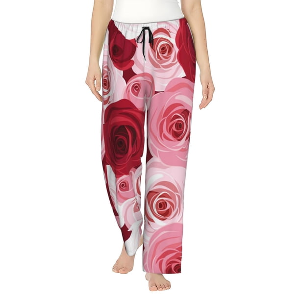 Balery Rose Pantalones de pijama para mujer, pijamas ultraligeros, pantalones de estar por casa-Large