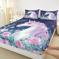 thumbnail image 3 of Feelyou 3D Magic Unicorn Bed Sheets for Teen, Romantic Rose Flower King Sheets, Glitter Stars Galaxy Sheet Set, Super Cozy Room Decor, 4 Pieces, 3 of 7