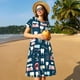 thumbnail image 4 of Balery Dental Vestidos sueltos de manga corta para mujer, vestidos de verano 2025, vestidos casuales de corte A con vuelo., 4 of 6