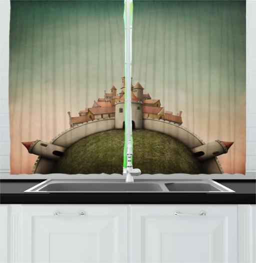 Fairy Tale Curtains 2 Panels Set Enchanted City Illustration On A