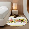 thumbnail image 3 of Round Area Rug 3 Ft, Sunflower Washable Non-Slip Circle Carpet for Living Room/Bedroom, Pink Yellow Floral Elegant Pastoral Botanical Low-Profile Small Floor Mats Collection Rugs for Indoor, 3 of 7