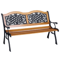 thumbnail image 4 of Toauuo Outdoor Garden Patio Park Bench - Natural Pine Wood & Metal Frame, Plastic Lattice Accents, Curved Armrests, Tilted Comfort Back, Slatted Breathable Seat, 528 Lbs Weight Capacity, 4 of 6