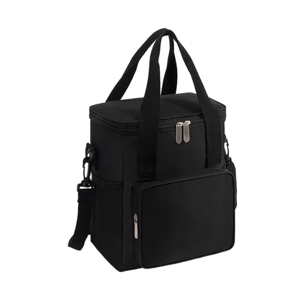 Toystoory Bolsa de almuerzo para hombres, bolsa de picnic aislada hermética con película de aluminio, papel de aluminio de tela Oxford Almacenamiento y organización del hogar negro