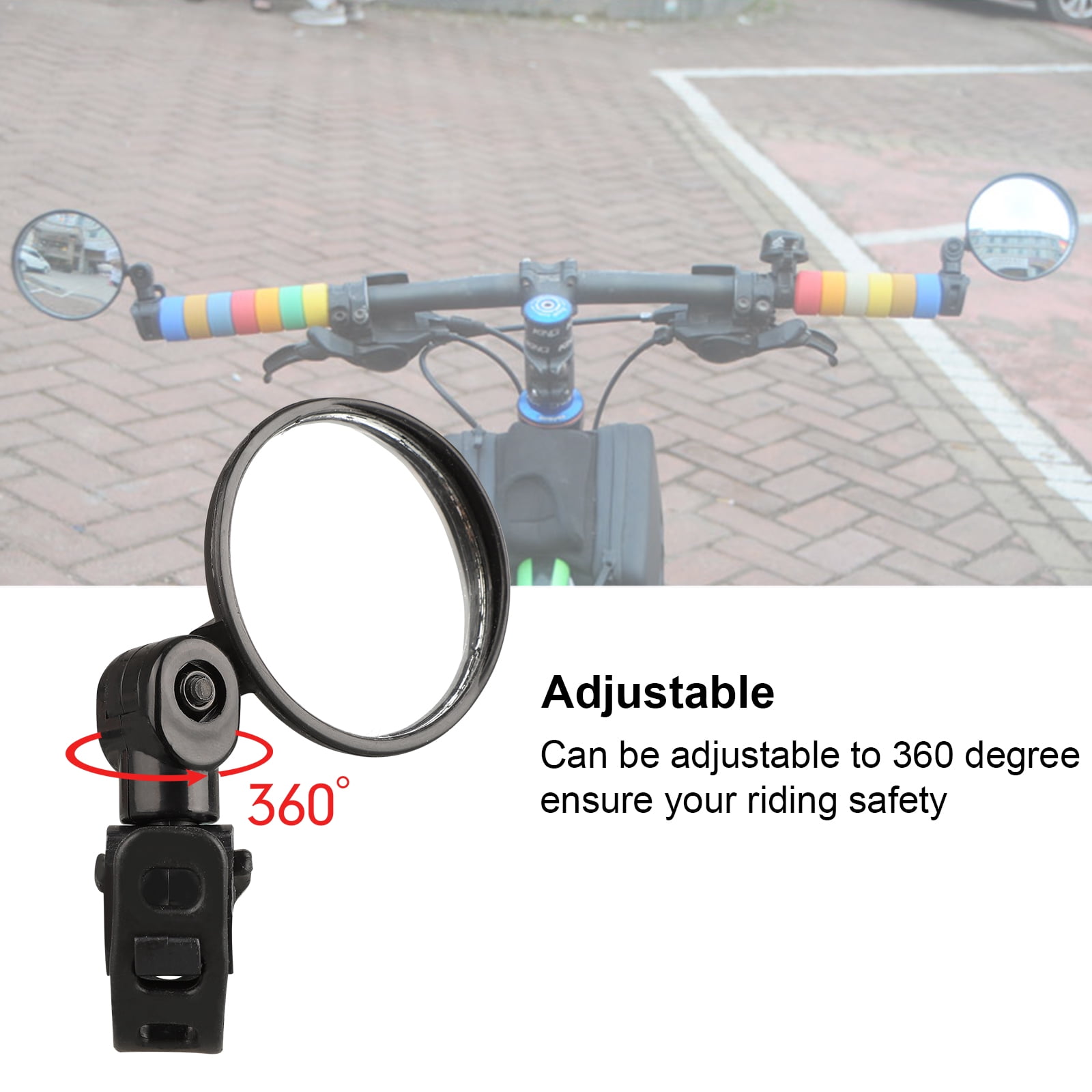 2Pcs Universal Mini Rotary Handlebar Glass Mirror Rearview for Road Bike Bicycle