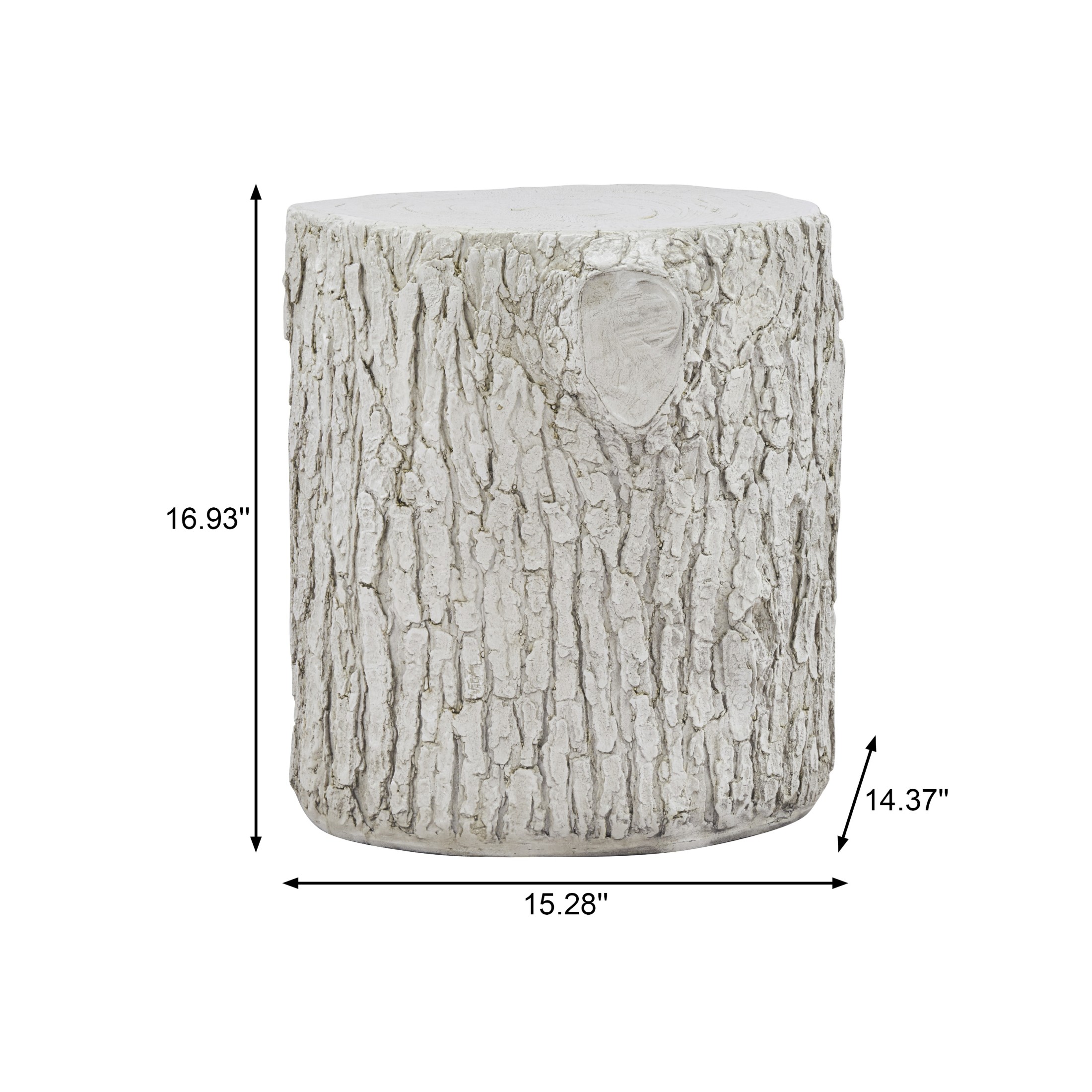 Christopher Knight Home 15.3” Tree Stump Side Table, MGO Accent Table with Realistic Wood Texture, White