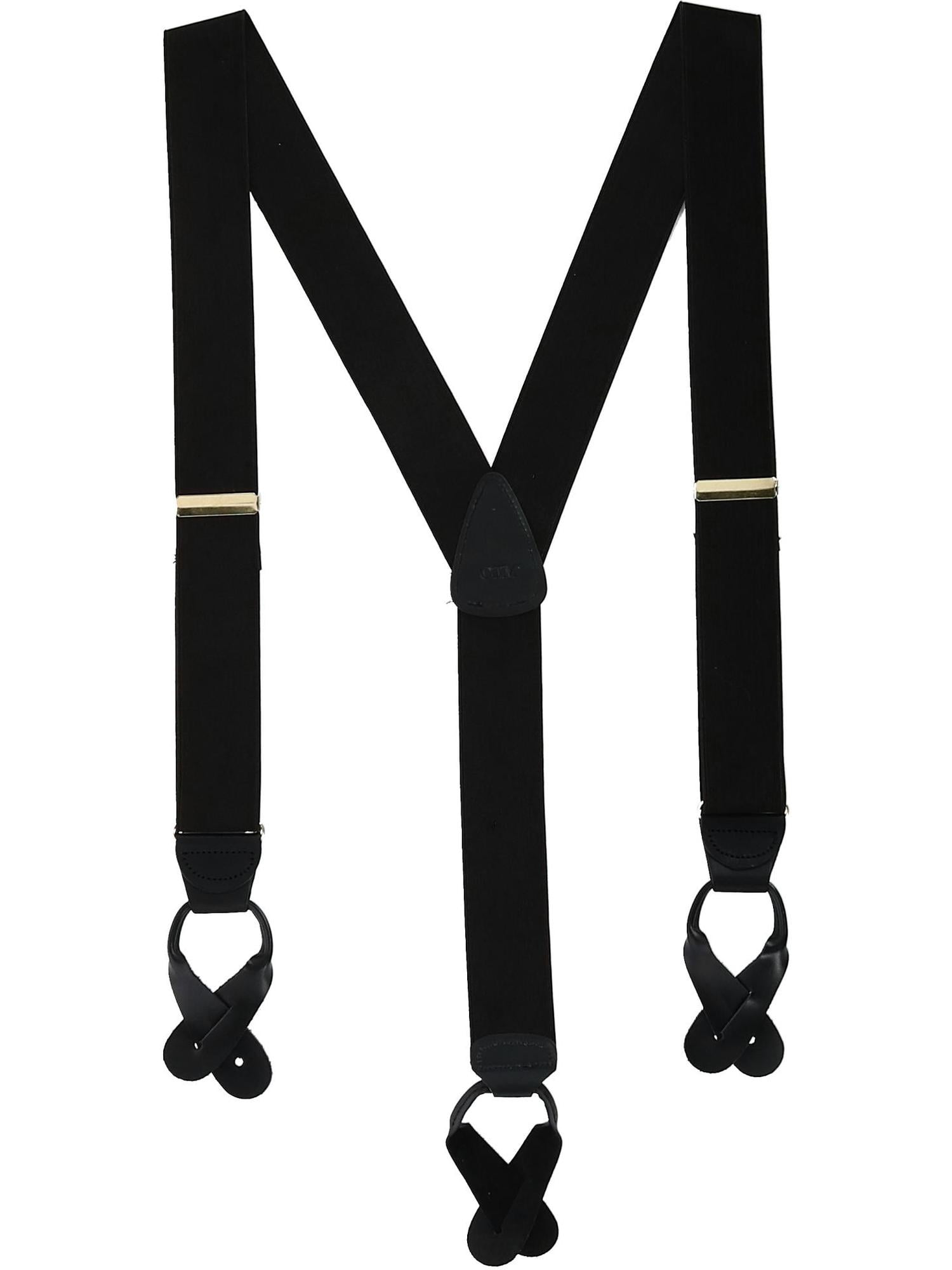 CTM Size one size Men's Big & Tall Satin Elastic Button End Suspenders