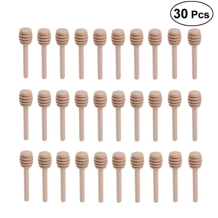 

30pcs 8cm Long Mini Wooden Honey Stick Honey Dippers Honey Spoon Stick for Honey Jar